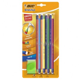 LAPIZ EVOLUTION EXTRA FUN 8 PIEZAS MAS 1 GOMA NEON - Envío Gratuito