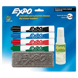 KIT DE MARCADORES EXPO CON BORRADOR Y LIQUIDO - Envío Gratuito