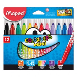 MARCADORES MAPED COLOR PEPS MAXI ESTUCHE CON 12 - Envío Gratuito