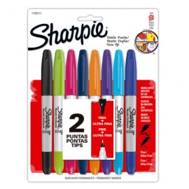 MARCADOR SHARPIE TWIN TIP SURTIDO 8 PIEZAS - Envío Gratuito