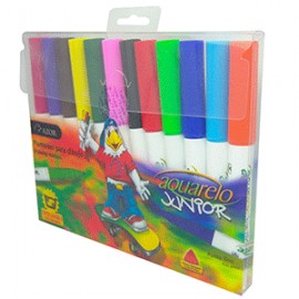 AQUARELO JUNIOR MARCADOR CARTERA C/12 PZAS COL. - Envío Gratuito