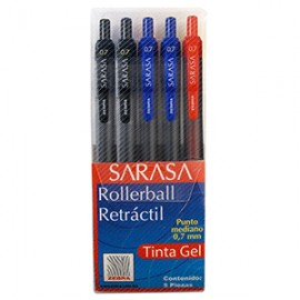 BOLIGRAFO ROLLERBALL SARASA TINTA GEL COLS SURT 5P - Envío Gratuito