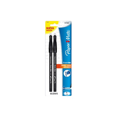 BOLIGRAFO PAPERMATE ERASER MATE NEGRO PAQ/2 - Envío Gratuito