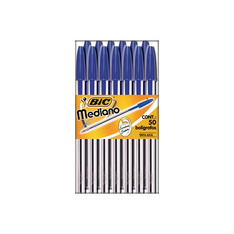 BOLIGRAFO BIC PUNTO MEDIANO AZUL CAJA C/50 - Envío Gratuito