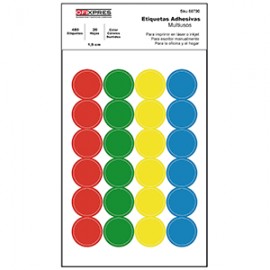 ETIQUETAS CIRCULARES OFIXPRES VARIOS COLORES 1.9CM - Envío Gratuito