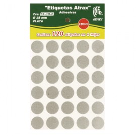 ETIQUETAS CIRCULARES ATRAX PLATA CON 120 PIEZAS - Envío Gratuito