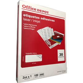 ETIQUETA LASER INKJET 2 5/8X1 OFFICE DEPOT C/3000 - Envío Gratuito