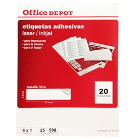 ETIQUETA LASER INKJET 4X1 OFFICE DEPOT CON 500 PZ - Envío Gratuito