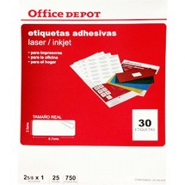 ETIQUETA LASER INKJET 2 5/8X1 OFFICE DEPOT CON 750 - Envío Gratuito