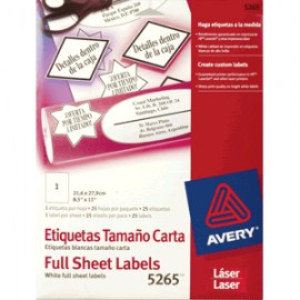 ETIQUETAS LASER P/ENVIOS AVERY BLANCO CON 25 PIEZA - Envío Gratuito