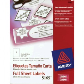 ETIQUETAS LASER AVERY CARTA CON 100 PIEZAS - Envío Gratuito