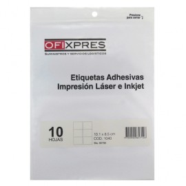 ETIQUETAS BLANCAS 10.2X8.5CM LASER/INKJET - Envío Gratuito