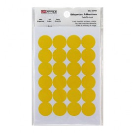 ETIQUETAS ADHESIVAS AMARILLAS CIRCULARES 1.9CM - Envío Gratuito