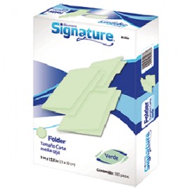 FOLDER CARTA SIGNATURE VERDE CON 100 PIEZAS - Envío Gratuito