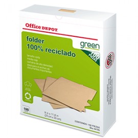 FOLDER CARTA OFFICE DEPOT RECICLADO CON 100 PIEZAS - Envío Gratuito