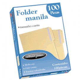 FOLDER CARTA WILSON JONES MANILA CON 100 PIEZAS - Envío Gratuito