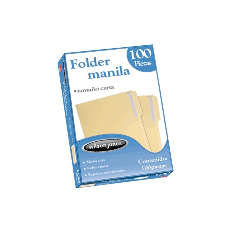 FOLDER CARTA WILSON JONES MANILA CON 100 PIEZAS - Envío Gratuito