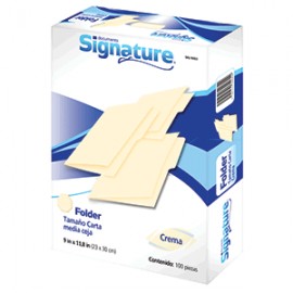 FOLDER CARTA SIGNATURE0 CREMA CON 100 PIEZAS - Envío Gratuito