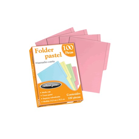 FOLDERS CARTA R WILSON JONES ROSA CON 100 PIEZAS - Envío Gratuito