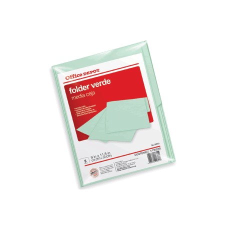 FOLDER CARTA OFFICE DEPOT VERDE CON 5 PIEZAS - Envío Gratuito