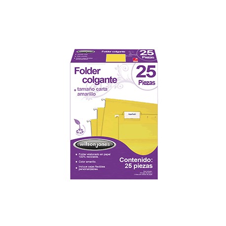 FOLDER COLGANTE WILSON JONES CARTA AMARILLO 25 PZS - Envío Gratuito