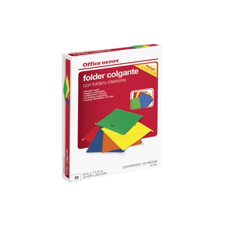 FOLDERS COLGANTES CARTA OFFICE DEPOT CON 25 PIEZAS - Envío Gratuito