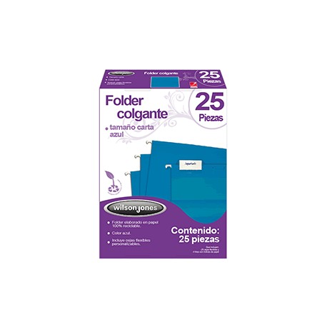 FOLDER COLGANTE WILSON JONES CARTA AZUL 25PZ - Envío Gratuito