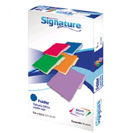 FOLDER OFICIO SIGNATURE AZUL CON 50 PIEZAS - Envío Gratuito