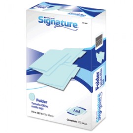 FOLDER OFICIO SIGNATURE AZUL CON 100 PIEZAS - Envío Gratuito