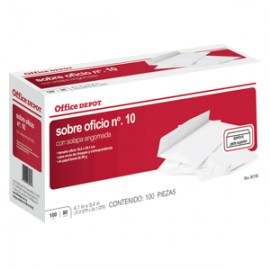 SOBRE DE PAPEL OFICIO OFFICE DEPOT BLANCO 100 PZ - Envío Gratuito