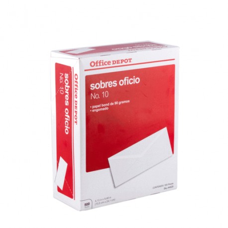 SOBRE OFICIO OFFICE DEPOT No10 CON 500 PIEZAS - Envío Gratuito