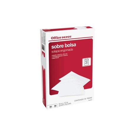 SOBRE DE PAPEL CARTA OFFICE DEPOT 50 PIEZAS - Envío Gratuito