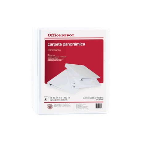 CARPETA OFFICE DEPOT PANORAMICA BLANCA CON 2 - Envío Gratuito