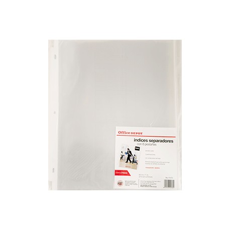 INDICE Y PROTECTOR DE HOJAS OFFICE DEPOT 8 DIV - Envío Gratuito