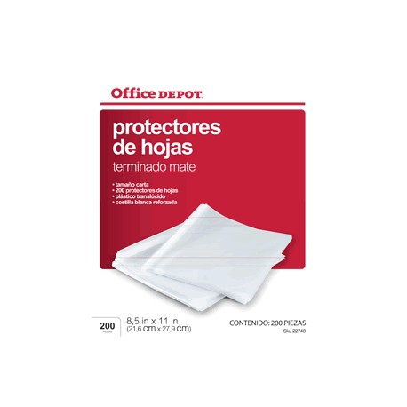 PROTECTOR DE HOJAS OFFICE DEPOT MATE CON 200 PIEZA - Envío Gratuito