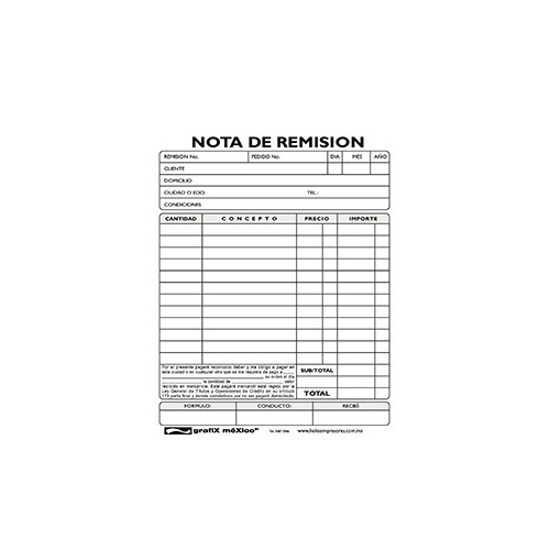 NOTA DE REMISION 1/2 CARTA 3 BLOCKS 20 HOJAS C/U