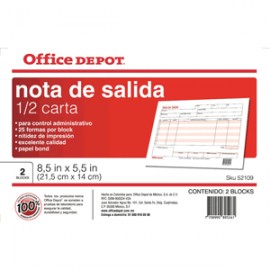 NOTA SALIDA OFFICE DEPOT 25 FORMAS - Envío Gratuito