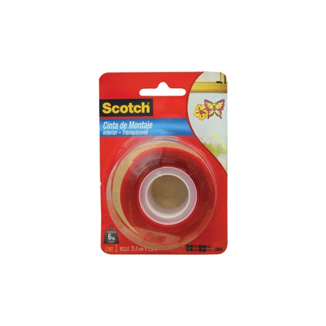 CINTA DE MONTAJE SCOTCH TRANSPARENTE 24MM X 1.5M - Envío Gratuito