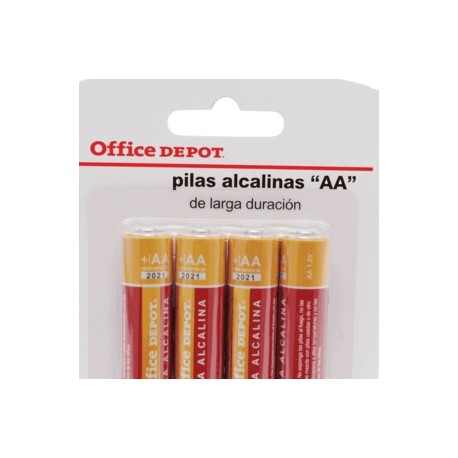 PILA ALCALINA AA OFFICE DEPOT PAQUETE CON 4 - Envío Gratuito