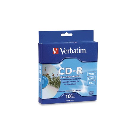 CD-R VERBATIM INKJET PRINT 700MB 80MIN 52X 10 PIEZ - Envío Gratuito