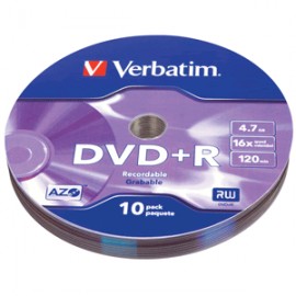 DVD- R VERBATIM BULK WRAP 4.7GB 10 PIEZAS - Envío Gratuito