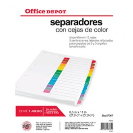 SEPARADORES INDICE OFFICE DEPOT 15 DIV S/NUM - Envío Gratuito