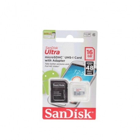 MICRO SD SANDISK 16GB UHS-I CLASE 10 48 MB/S - Envío Gratuito