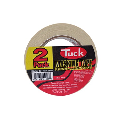 MASKING TAPE TUK 110 USO GENERAL 18MM X 50M PAQ/2 - Envío Gratuito