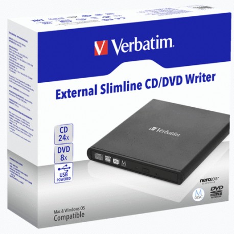 REPRODUCTOR VERBATIM CD-DVD EXTERNA SLIMLINE - Envío Gratuito