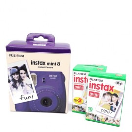 CAMARA FUJI INSTAX MINI8 UVA CON PAPEL FOTOGRAFICO - Envío Gratuito