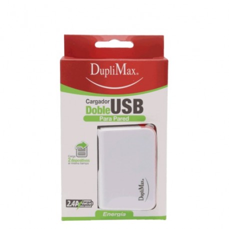 CARGADOR DUPLIMAX PARED CON 2 SALIDA USB DE 2.4 A - Envío Gratuito