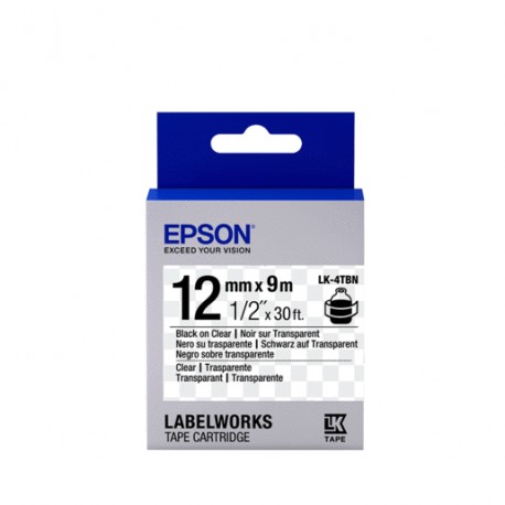 CINTA PARA ROTULADOR EPSON NEGRO/TRANSPARENTE 12MM - Envío Gratuito