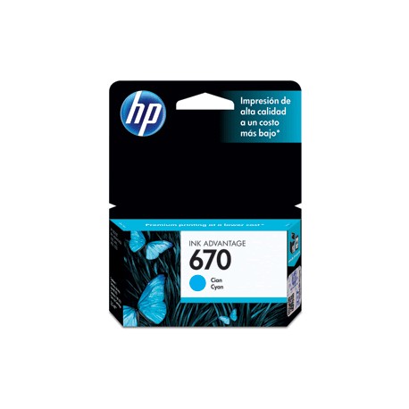 CARTUCHO DE TINTA CIAN HP 670 (CZ114AL) - Envío Gratuito