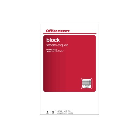 BLOCK ESQUELA OFFICE DEPOT 80 HOJAS CUADRO CHICO - Envío Gratuito